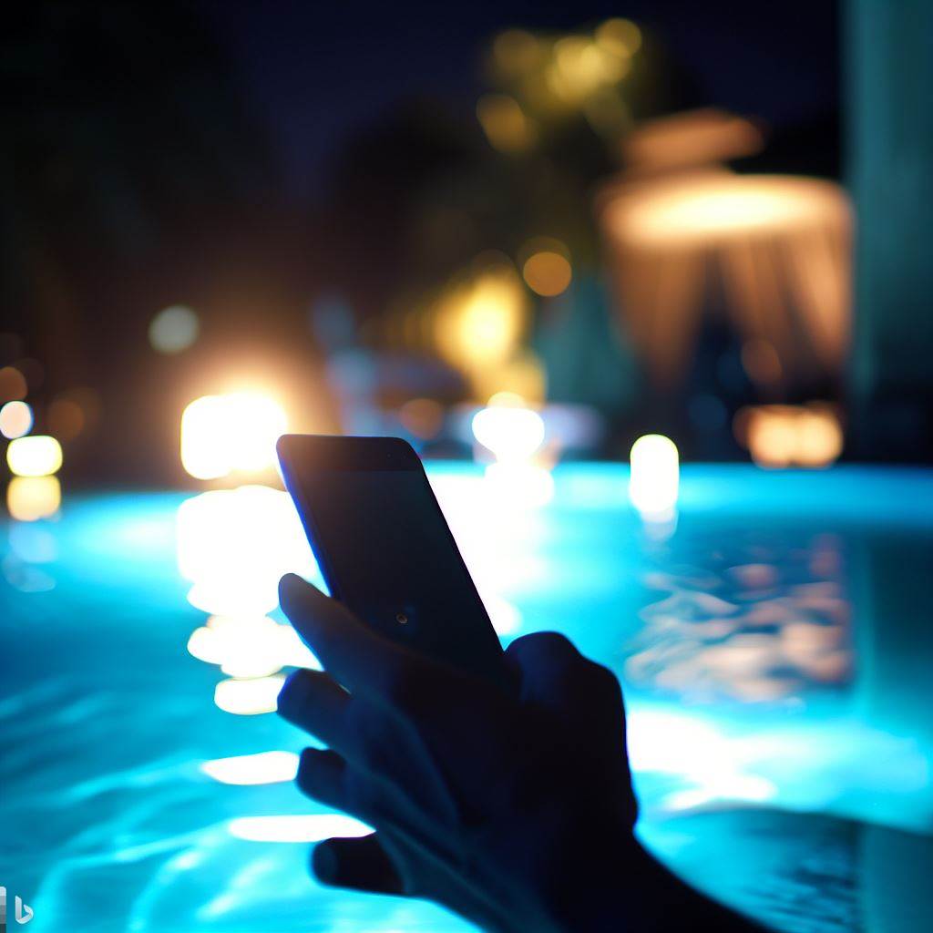 Iluminação da piscina pelo smartphone